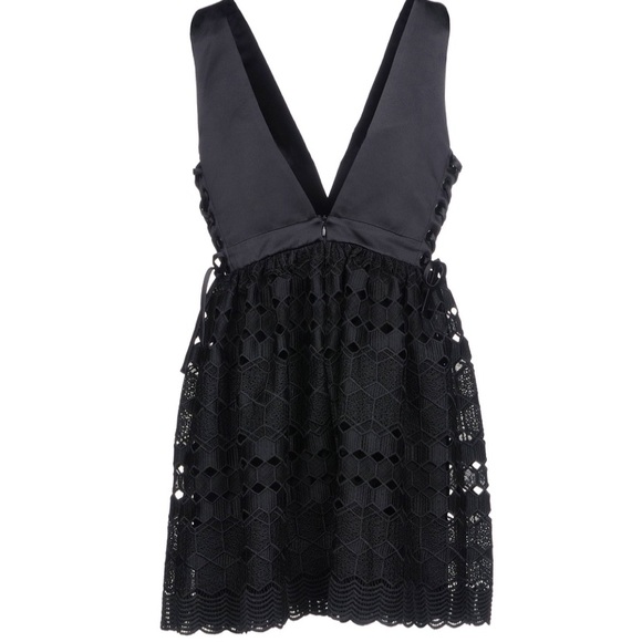 Sandro Black Lace Plunge Neckline Luminary Dress 4 - Picture 7 of 14